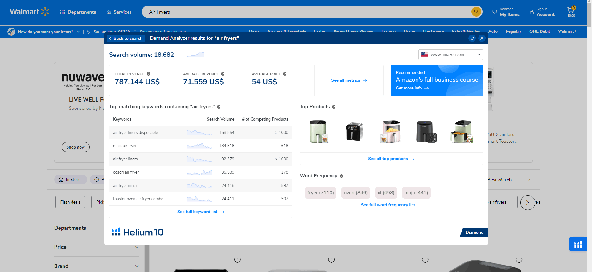 helium 10 chrome extension demand analyzer for walmart